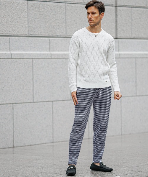 SOMEDIFF(サムディフ)の「【SOMEDIFF】ワッフルロングパンツ メンズ イージーパンツ テーパード ジョガーパンツ ホワイト ネイビー ブラック 春服 冬服(その他パンツ・メンズ・ホワイト×ネイビー/ホワイト/ブラック・M/L/XL)」の22枚目の写真