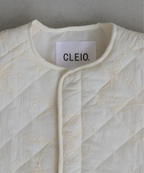 CLEIO（クレイオ）の「【CLEIO】-春アウター- コード刺繍入りキルティングジャケット CORD EMBROIDERED QUILTED JACKET/942-14619（ノーカラージャケット・レディース・アイボリー・FREE）」の3枚目の写真