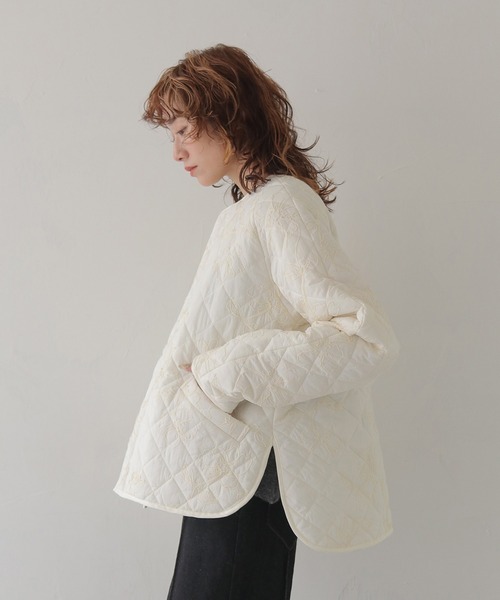 CLEIO（クレイオ）の「【CLEIO】-春アウター- コード刺繍入りキルティングジャケット CORD EMBROIDERED QUILTED JACKET/942-14619（ノーカラージャケット・レディース・アイボリー・FREE）」の15枚目の写真