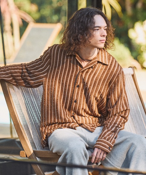 CASPER JOHN(キャスパージョン)の「Pile stripe shirts/パイルストライプシャツ(シャツ/ブラウス・メンズ・ブラック/ブラウン・MEDIUM/SMALL/X-SMALL/LARGE)」の2枚目の写真