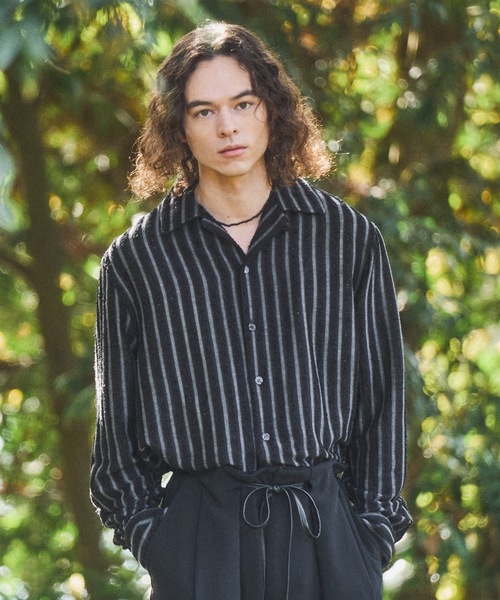 CASPER JOHN(キャスパージョン)の「Pile stripe shirts/パイルストライプシャツ(シャツ/ブラウス・メンズ・ブラック/ブラウン・MEDIUM/SMALL/X-SMALL/LARGE)」の1枚目の写真