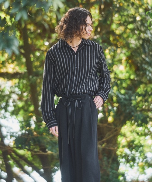 CASPER JOHN(キャスパージョン)の「Pile stripe shirts/パイルストライプシャツ(シャツ/ブラウス・メンズ・ブラック/ブラウン・MEDIUM/SMALL/X-SMALL/LARGE)」の4枚目の写真