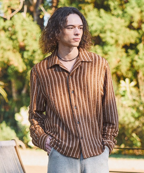 CASPER JOHN(キャスパージョン)の「Pile stripe shirts/パイルストライプシャツ(シャツ/ブラウス・メンズ・ブラック/ブラウン・MEDIUM/SMALL/X-SMALL/LARGE)」の7枚目の写真