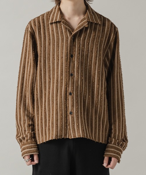 CASPER JOHN(キャスパージョン)の「Pile stripe shirts/パイルストライプシャツ(シャツ/ブラウス・メンズ・ブラック/ブラウン・MEDIUM/SMALL/X-SMALL/LARGE)」の11枚目の写真