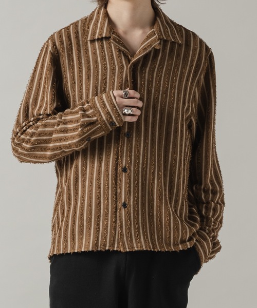 CASPER JOHN(キャスパージョン)の「Pile stripe shirts/パイルストライプシャツ(シャツ/ブラウス・メンズ・ブラック/ブラウン・MEDIUM/SMALL/X-SMALL/LARGE)」の12枚目の写真