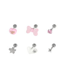 VVV（ブイブイブイ）の「[SET] リボンハートキュービックピアス（ピアス（両耳用））」