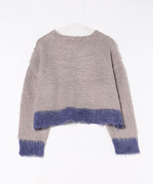 Scrap Book（スクラップブック）の「【CYAN TOKYO】配色カーリーショートニット（ニット/セーター・レディース・ブルー/グレー・FREE）」の3枚目の写真