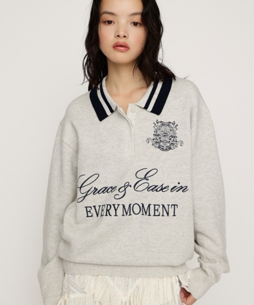 SLY（スライ）の「OVER SIZE JQ TOPS オーバーサイズ ジャガードトップス 秋服 冬服（ニット/セーター・レディース・ライトブルー/ライトイエロー/ブラウン系その他2/杢グレー・FREE）」の2枚目の写真