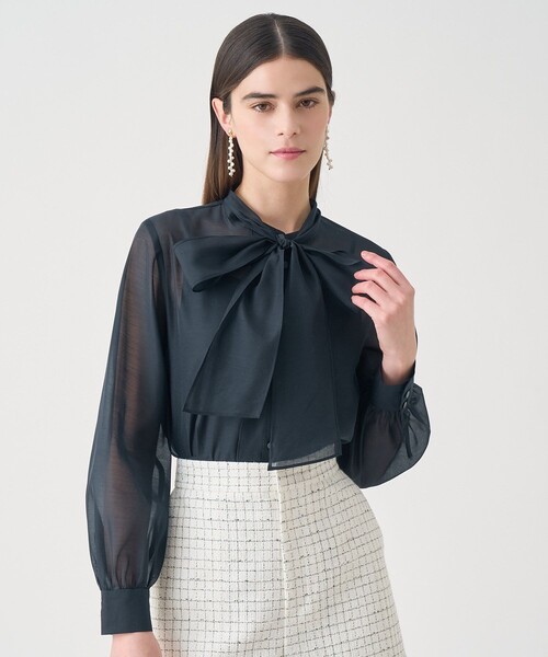 ANAYI(アナイ)の「【Eternal Line 2026】シアーオーガンボウタイ ブラウス(シャツ/ブラウス・レディース・コーラル/ネイビー/ミント/ホワイト・36/38)」の3枚目の写真