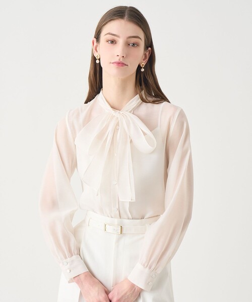 ANAYI(アナイ)の「【Eternal Line 2026】シアーオーガンボウタイ ブラウス(シャツ/ブラウス・レディース・コーラル/ネイビー/ミント/ホワイト・36/38)」の1枚目の写真