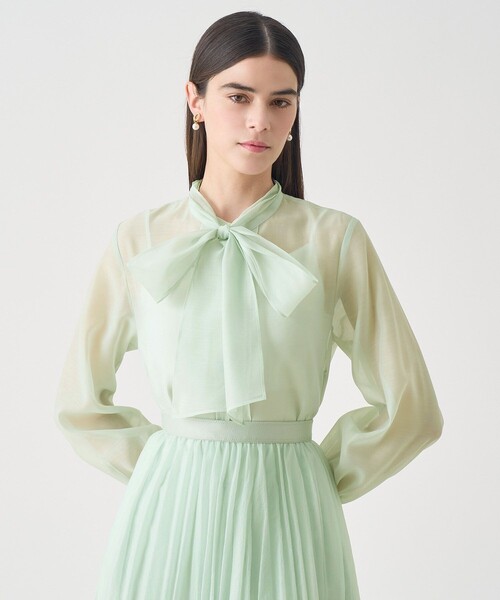 ANAYI(アナイ)の「【Eternal Line 2026】シアーオーガンボウタイ ブラウス(シャツ/ブラウス・レディース・コーラル/ネイビー/ミント/ホワイト・36/38)」の2枚目の写真