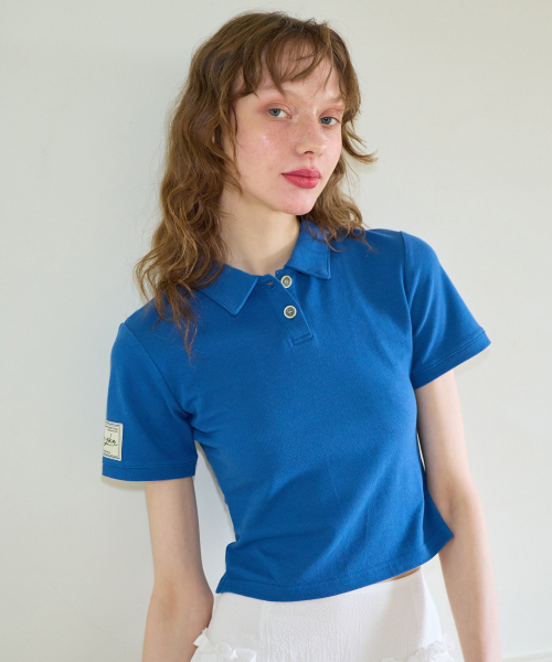 SALON DE YOHN(サロンドヨーン)の「Label Short Pique Shirt_ Blue(ポロシャツ・レディース・その他・MEDIUM/SMALL)」の3枚目の写真