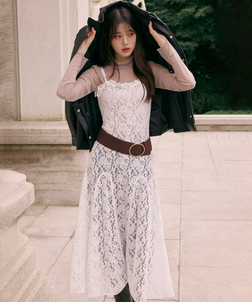 セール】LACE LAYERED ONEPIECE WHITE（ワンピース）｜ROLAROLA