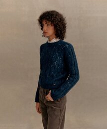 PREVAIL（プリヴェイル）の「PVIL Alpaca Crochet Knit-Navy（ニット/セーター）」