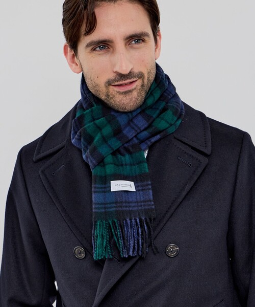 MACKINTOSH LONDON（マッキントッシュ ロンドン）の「【WEB・一部店舗限定】ウールカシミヤチェックマフラー（マフラー・メンズ・ブルー系その他4/レッド系その他2/グリーン系その他5/ネイビー・FREE）」の10枚目の写真