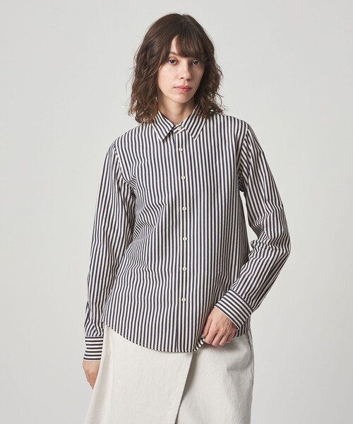 Steven Alan＞コットン キュプラ ストライプ シャツ（シャツ/ブラウス