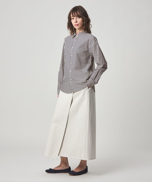 Steven Alan（スティーブンアラン）の「＜Steven Alan＞コットン キュプラ ストライプ シャツ（シャツ/ブラウス・レディース・ブラウン/ネイビー・S/M）」の6枚目の写真