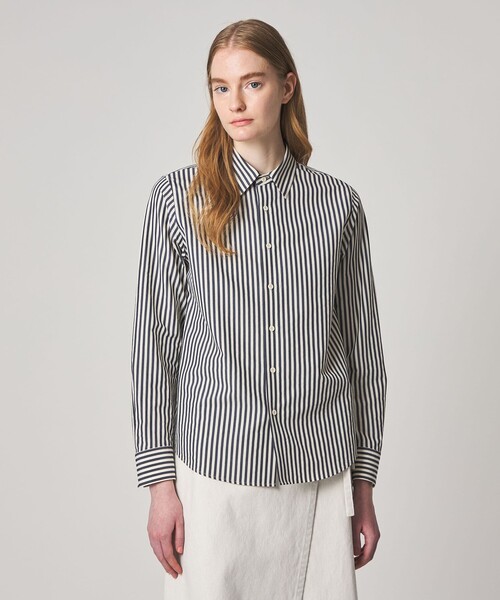 Steven Alan（スティーブンアラン）の「＜Steven Alan＞コットン キュプラ ストライプ シャツ（シャツ/ブラウス・レディース・ブラウン/ネイビー・S/M）」の7枚目の写真