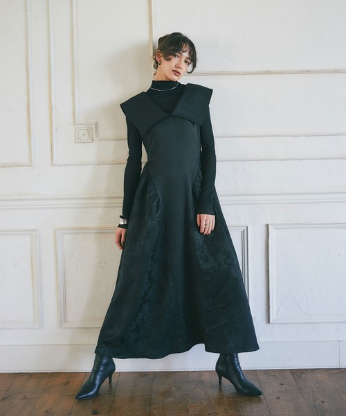 &. NOSTALGIA(アンドドットノスタルジア)の「ETHEREAL LINE DRESS(ワンピース・レディース・ブラック・M)」の1枚目の写真