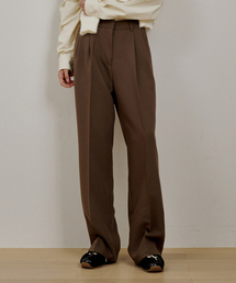Soft Two-Tuck Wide Slacks Brown