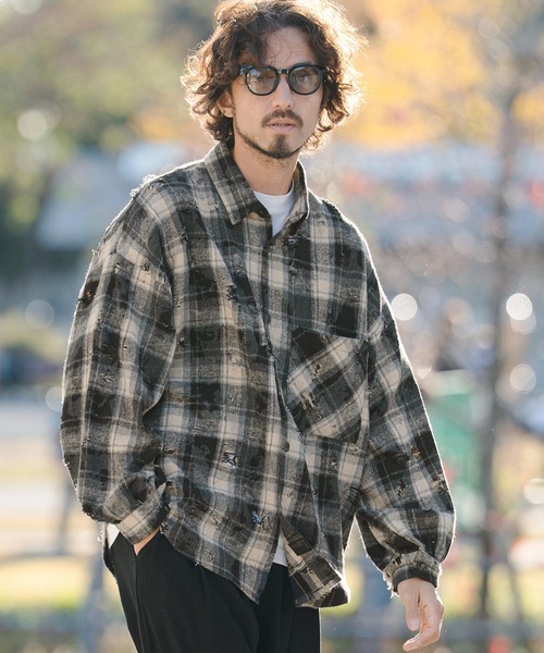 ms6348- Distressed Flannel Check Shirts ネルチェックシャツ(PF-261