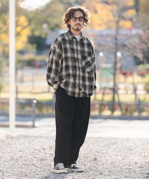 ms6348- Distressed Flannel Check Shirts ネルチェックシャツ(PF-261