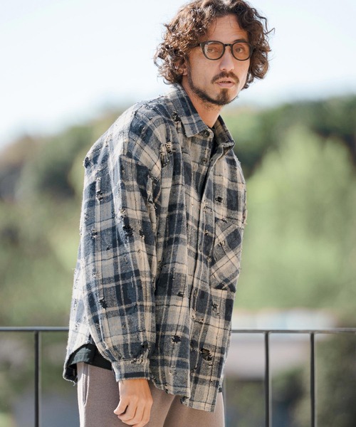 ms6348- Distressed Flannel Check Shirts ネルチェックシャツ(PF-261