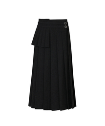 LAYERED PLEATS SKIRT black