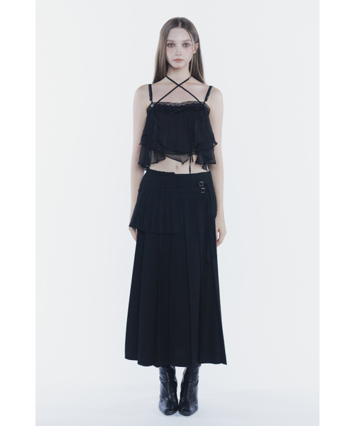 PAIN OR PLEASURE(ペインオアプレジャー)の「LAYERED PLEATS SKIRT black(スカート・レディース・その他・ONE SIZE)」の2枚目の写真
