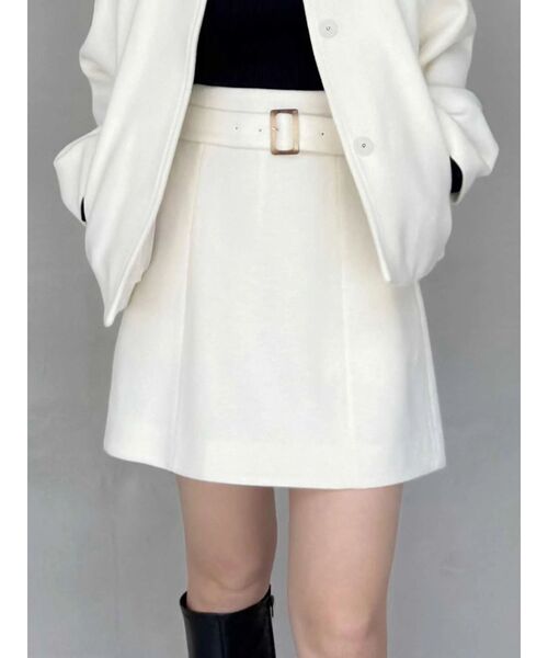 MERCURYDUO(マーキュリーデュオ)の「【セットアップ着用可】ウールベルテッドミニスカート(スカート・レディース・ベビーピンク/アイボリー・SMALL/MEDIUM)」の2枚目の写真