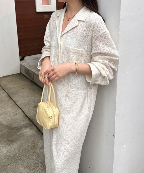 COLLAGE GALLARDAGALANTE（コラージュガリャルダガランテ）の「レースジャンプスーツ（つなぎ/オールインワン・レディース・オフホワイト/ブラック・FREE）」の2枚目の写真