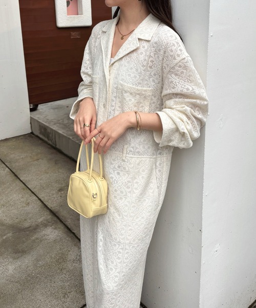 COLLAGE GALLARDAGALANTE（コラージュガリャルダガランテ）の「レースジャンプスーツ（つなぎ/オールインワン・レディース・オフホワイト/ブラック・FREE）」の6枚目の写真