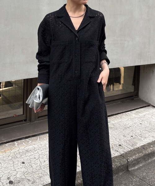 COLLAGE GALLARDAGALANTE（コラージュガリャルダガランテ）の「レースジャンプスーツ（つなぎ/オールインワン・レディース・オフホワイト/ブラック・FREE）」の7枚目の写真