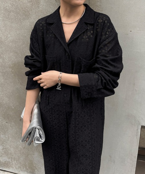 COLLAGE GALLARDAGALANTE（コラージュガリャルダガランテ）の「レースジャンプスーツ（つなぎ/オールインワン・レディース・オフホワイト/ブラック・FREE）」の11枚目の写真