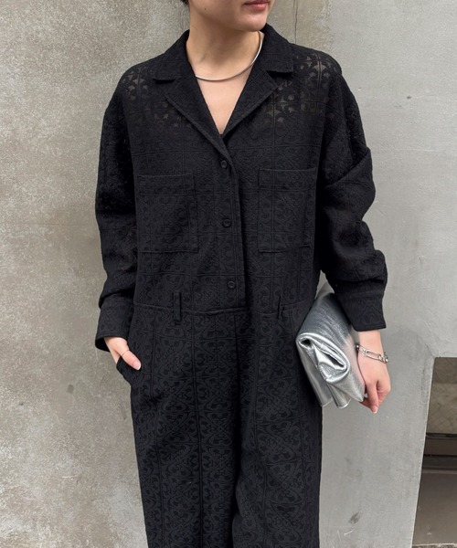 COLLAGE GALLARDAGALANTE（コラージュガリャルダガランテ）の「レースジャンプスーツ（つなぎ/オールインワン・レディース・オフホワイト/ブラック・FREE）」の13枚目の写真