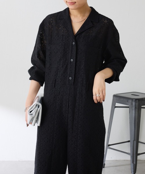 COLLAGE GALLARDAGALANTE（コラージュガリャルダガランテ）の「レースジャンプスーツ（つなぎ/オールインワン・レディース・オフホワイト/ブラック・FREE）」の15枚目の写真