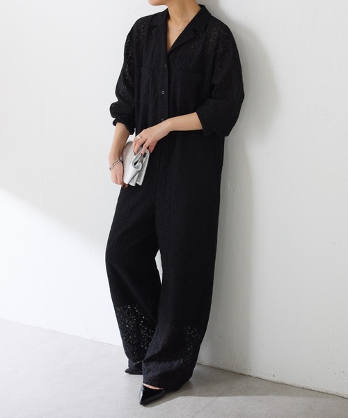 COLLAGE GALLARDAGALANTE（コラージュガリャルダガランテ）の「レースジャンプスーツ（つなぎ/オールインワン・レディース・オフホワイト/ブラック・FREE）」の16枚目の写真