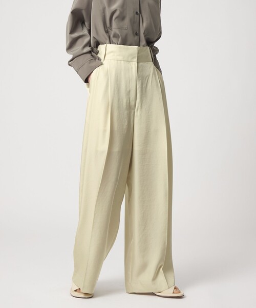 EMMEL REFINES(エメルリファインズ)の「<EMMEL REFINES>EM LT/ツイル 2タック トロミパンツ(スラックス・レディース・ブラック/ライム・S/M)」の4枚目の写真