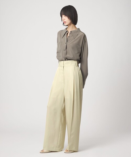 EMMEL REFINES(エメルリファインズ)の「<EMMEL REFINES>EM LT/ツイル 2タック トロミパンツ(スラックス・レディース・ブラック/ライム・S/M)」の9枚目の写真