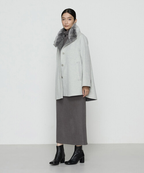 K.T KIYOKO TAKASE（キヨコタカセ）の「〔 Sサイズ 〕 アンゴラウール ・Aラインショートコート（その他アウター・レディース・キナリ・5号）」の3枚目の写真