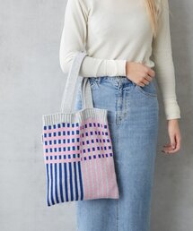 BIRTHDAY BAR | ニットパターンワイドチェックバッグ(トートバッグ)