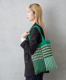 BIRTHDAY BAR | ニットパターンワイドチェックバッグ(トートバッグ)