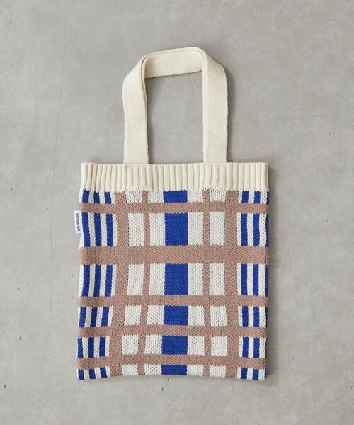 BIRTHDAY BAR（バースデイバー）の「ニットパターンワイドチェックバッグ（トートバッグ・レディース・グリーン/ブルー/グレー/アイボリー・0）」の10枚目の写真