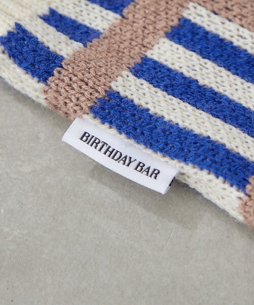 BIRTHDAY BAR（バースデイバー）の「ニットパターンワイドチェックバッグ（トートバッグ・レディース・グリーン/ブルー/グレー/アイボリー・0）」の12枚目の写真