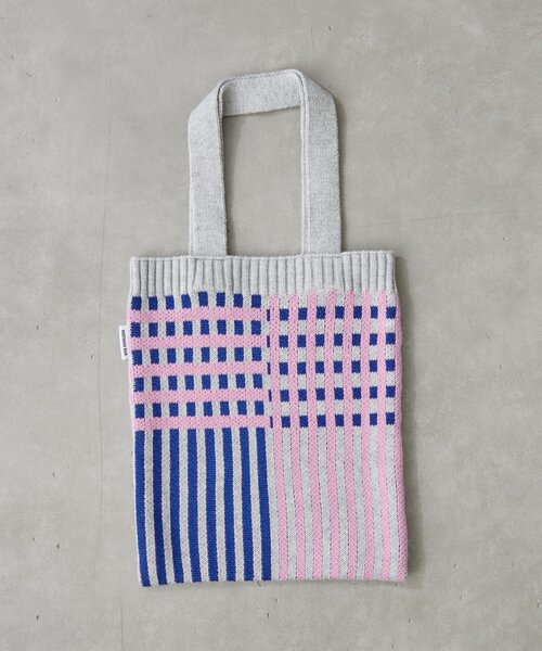 BIRTHDAY BAR（バースデイバー）の「ニットパターンワイドチェックバッグ（トートバッグ・レディース・グリーン/ブルー/グレー/アイボリー・0）」の20枚目の写真