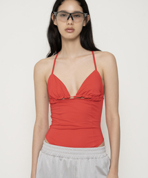 3WAY CUT OUT SHIRRING BODYSUIT, RED