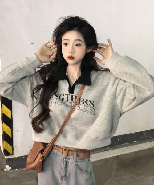 セール】ロゴバイカラー衿スキッパートップス（その他トップス