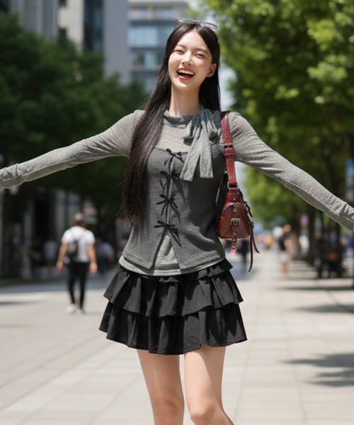 Pt18kg(プラチナイチハチキログラム)の「レイヤード風ビスチェトップス(その他トップス・レディース・グレー/ブラック・FREE)」の21枚目の写真
