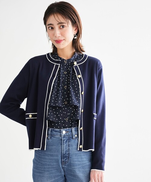 ANY SIS（エニィスィス）の「【花粉リリース】ラインポイント カーディガン（カーディガン/ボレロ・レディース・ホワイト系/ライトグリーン系/ネイビー系・MEDIUM）」の3枚目の写真