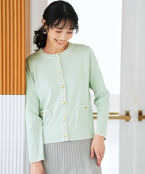 ANY SIS（エニィスィス）の「【花粉リリース】ラインポイント カーディガン（カーディガン/ボレロ・レディース・ホワイト系/ライトグリーン系/ネイビー系・MEDIUM）」の4枚目の写真